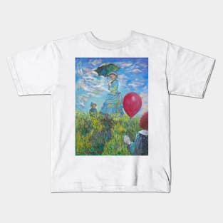 Woman with a Parasol, Clown with a Balloon Kids T-Shirt